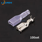 100set 6.3 Lockable spring 250 self-locking terminal switch female end with sheath DJ623-J6.3B brass tin-plated