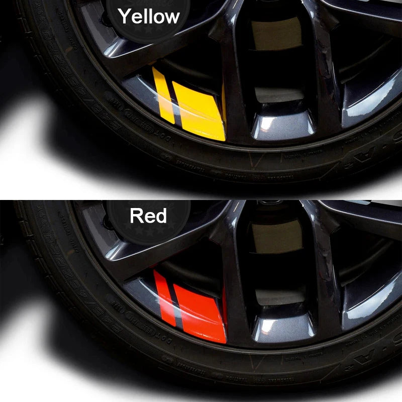 New 1Pcs Car Sticker Reflective Car Wheel Rim Vinyl Warning Stickers Hash Mark Stripe Racing Wheel Hub Decals for Size 16-21"