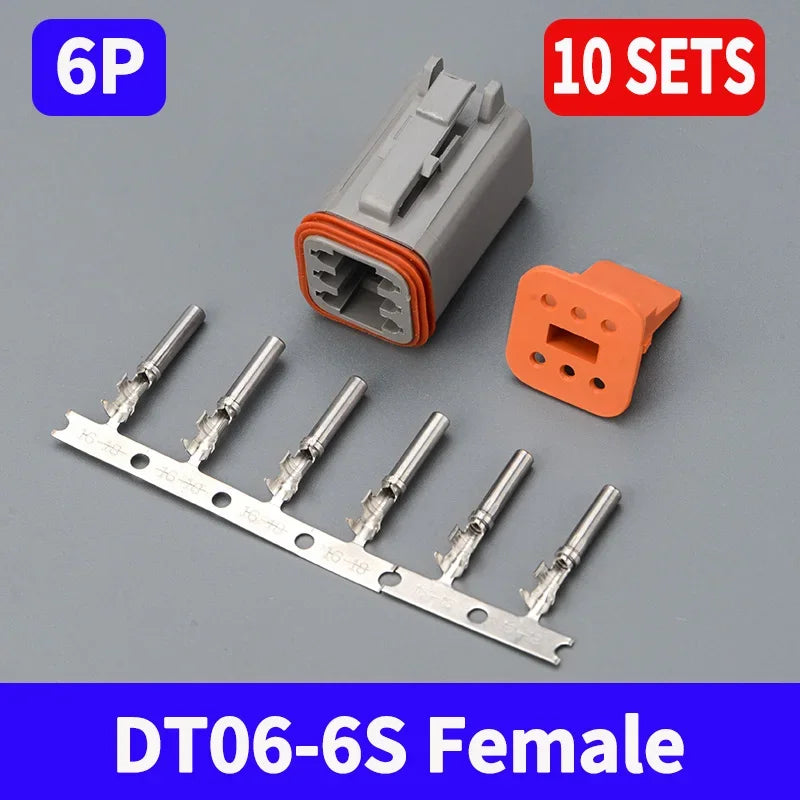 10 Sets Deutsch DT Connector DT06-2S/DT04-2P 2P 3P 4P 6P 8P 12P Waterproof Electrical Connector For car Motor With Pins 22-16AWG