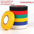 10/50/100 Rolls Electrical PVC Insulation Tape, Black Wire Wrapping Tape 10M/20M Length, 0.71 Inch Wide for Electrical Repair