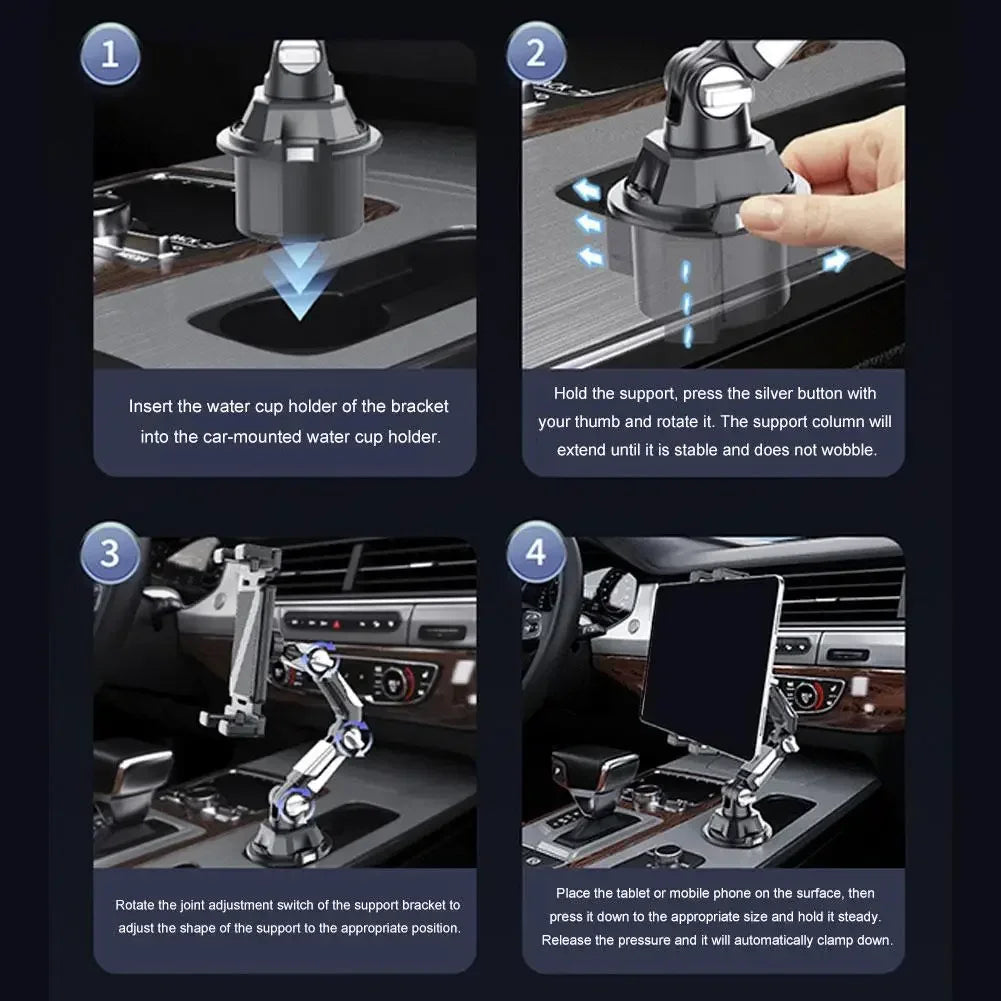 Magnetic Cup Holder Phone Mount for Car - Universal Phone Holder Stand, One-Hand Operation, Hands-Free Car Mount Holder Amagi