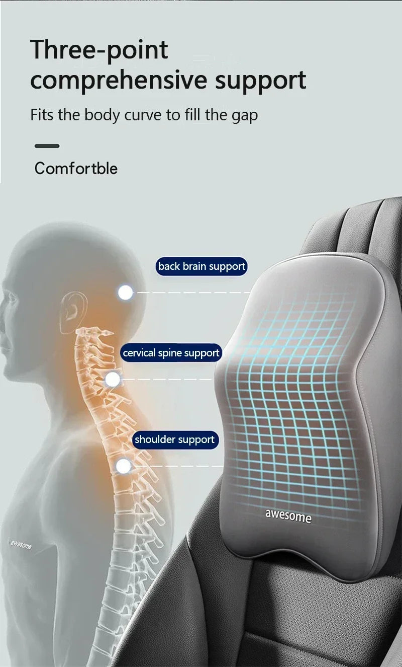 Car Lumbar Back Support Memory Foam Headrest Neck Lumbar Pillow Universal Soft Neck Pillows Seat Cushion Car Interior Accessorie