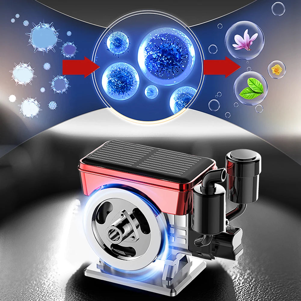 1 PCS  Car Solar  Powered Rotating Air Freshener  Diffuser Perfume Simulated Engine  Car  Purifier Engine Interior  Decorations