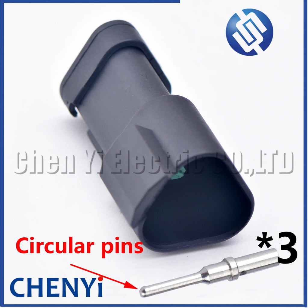 3 Pin Black DT series Connector Waterproof Plug Socket DT06-3S DT04-3P DT06-3S-E005 DT04-3P-E005 For Engineering Vehicle Deutsch