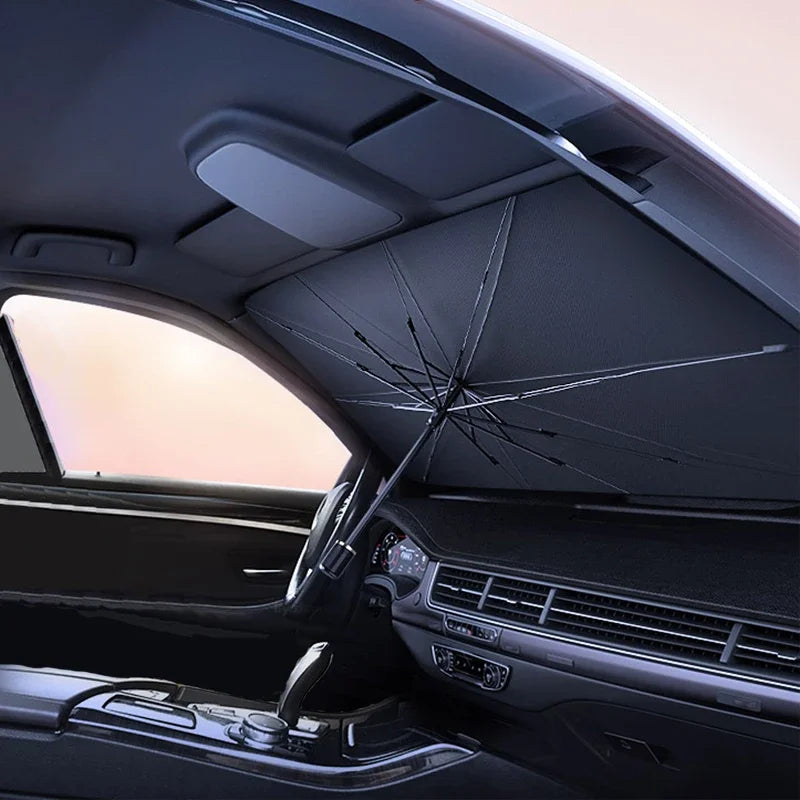 Car Windshield Sun Shade, Foldable Umbrella Sunshade/Cover for Most Cars Reflective Sunshade for Car Front Windshield
