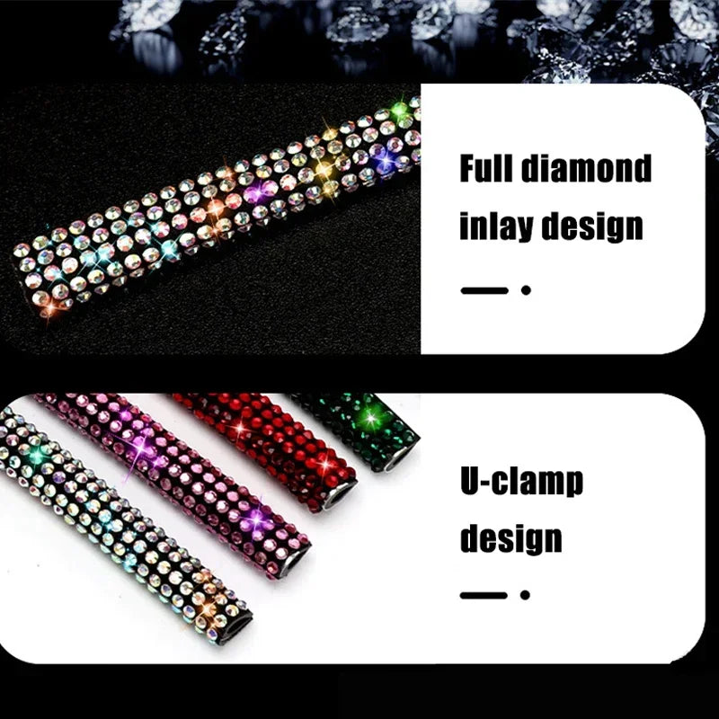 Car Vent Diamond Decorative Strip Fashion Luxury Car Air Conditioning Decoration Stripe Grille Sticker Accessories Amagi