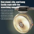 Car Clip-on Fan 5 Speed Quiet Rechargeable Desktop Portable Air Circulator Wireless Fan with LED Light for Office Amagi