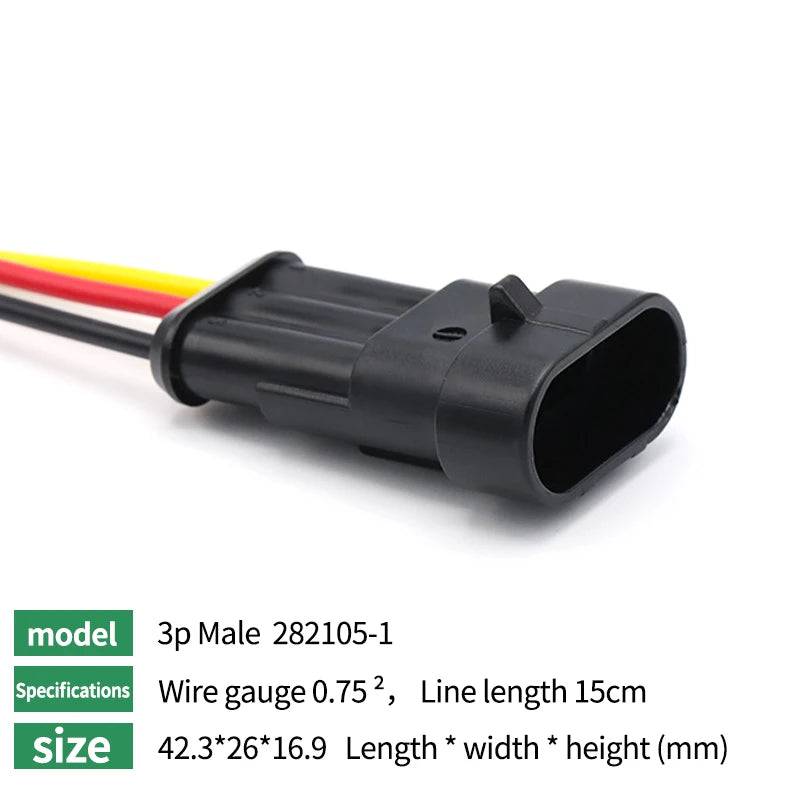 5/20/100Sets AMP Type 1.5 Series Automotive Waterproof Connector Plug Socket HID Male&Female 15CM Wire Harness 1P/2P/3P/4P/5P/6P