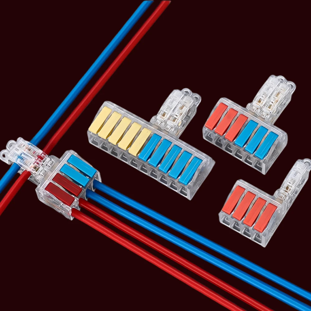 T-Type No-Stripping Quick Wire Connector Terminal Block ,Wire Splitter/Combiner Fast Connector for Household Electrical Wiring