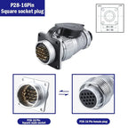 P28 Aviation Connector, Square Flange Socket, Male/Female Circular Butt Joint, 2/3/4/5/7/10/12/14/16/19/20/24 Pin, P28K2Q PLS28