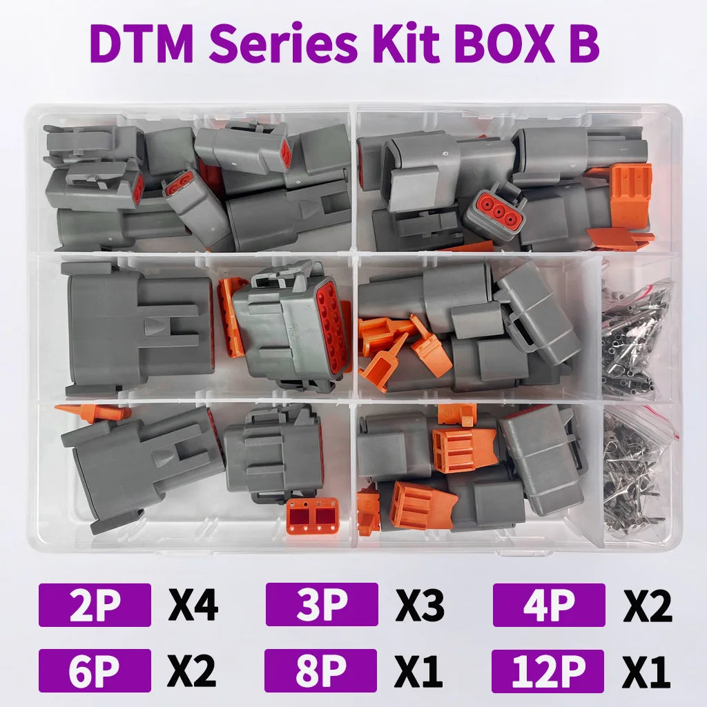 Deutsch DTM Series Sealed Connector Kit (DTM06 & DTM04) 1-10 Boxes - Automotive Waterproof Plug with Terminals & Pins for Truck