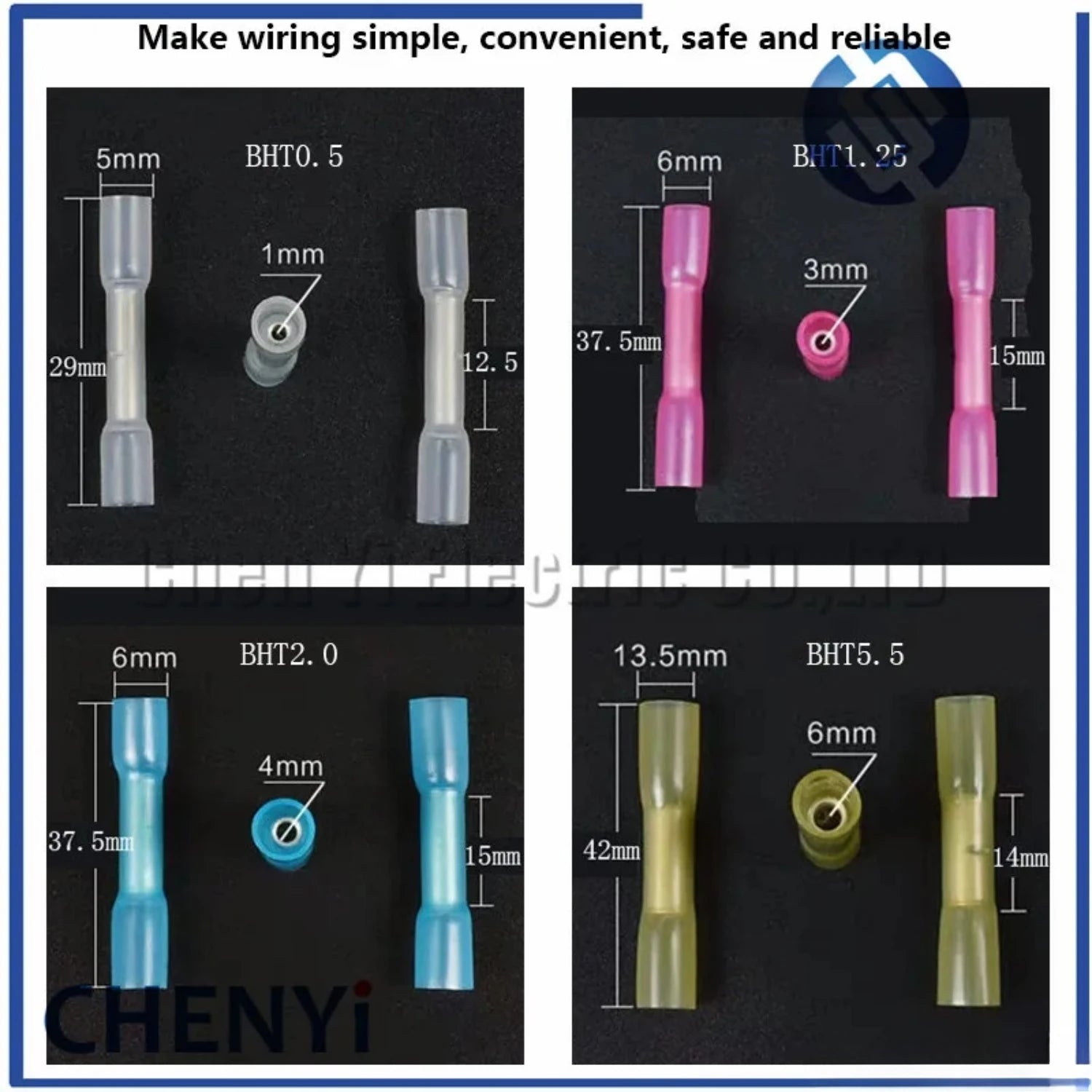 Heat shrinkable waterproof middle terminal wire joint connector  insulated cold pressed terminal For BHT0.5/1.25/2.0/5.5