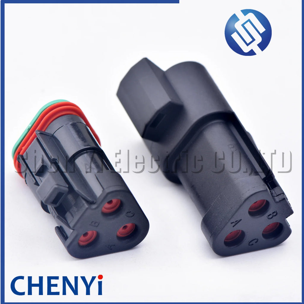 3 Pin Black DT series Connector Waterproof Plug Socket DT06-3S DT04-3P DT06-3S-E005 DT04-3P-E005 For Engineering Vehicle Deutsch