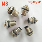 M8 Sensor Connector Panel Back Mount Waterproof Flange Socket Threaded Coupling Male&Female 3Pin 4Pin 5Pin A Type