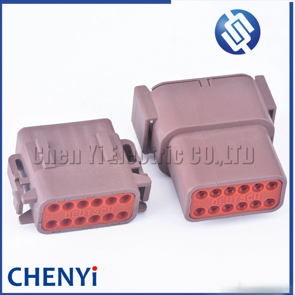 brown Deutsch 12 Pin Sealed waterproof connector DTM06-12SD DTM04-12PD Automotive Connector Heavy Truck Wiring Harness Plug