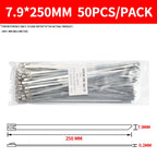 7.9mm Heavy Duty 304 Stainless Steel Zip Ties, Self-Locking Metal Straps for Industrial Machinery & Electrical Installations