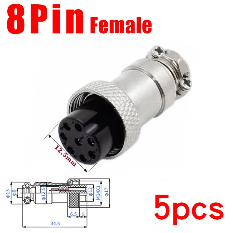 5Pcs GX16 Aviation Connector 2/3/4/5/6/7/8/9/10 Pin Male Plug Female Socket 16mm Wire Panel Mount Nut Type Circular Adapter