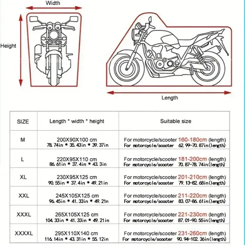 Motorcycle Cover Waterproof All Season Dustproof UV Protective Outdoor Indoor Scooter 210D 420D Wear-resistant Fabric Amagi