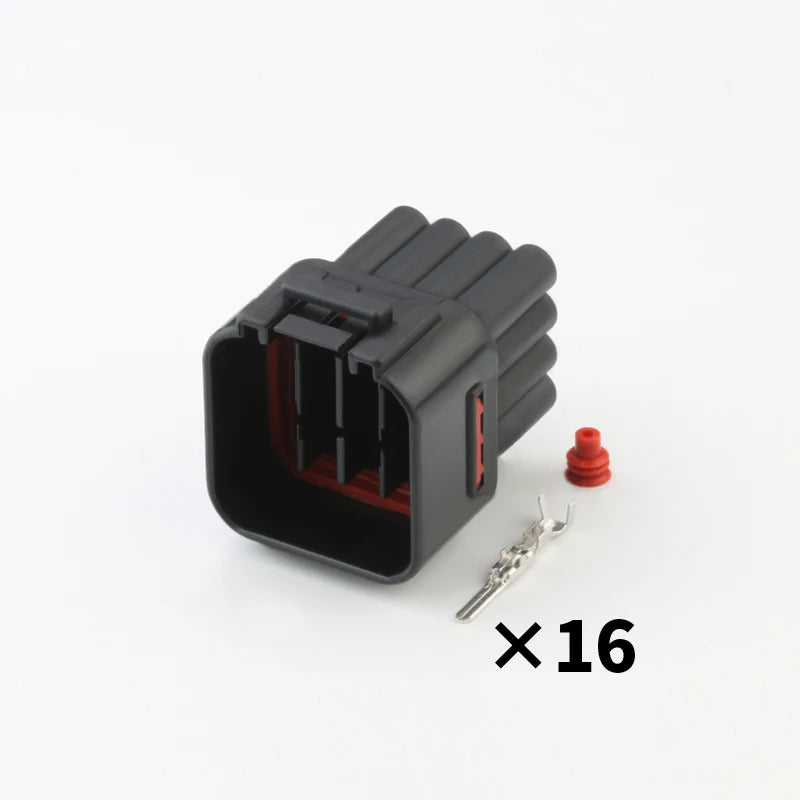 Waterproof connector Headlight wiring harness plug 16 holes black rubber jacket with terminal 6188-0353/6181-6457