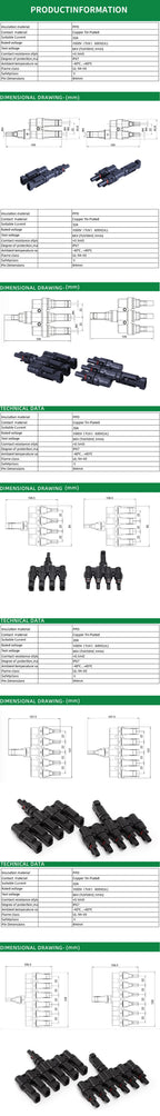 1/5/20/100 Sets PV T Branch Photovoltaic Solar Connector 1000V 30A Male Female 1 To 2/3/4/5/6 PV Plug 2/3/4/5/6IN 1OUT Adapter