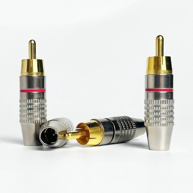 4/10/20PCS Solderless Gold-Plated RCA Plugs, Metal AV Audio Video Connectors for Amplifier, Speaker, DIY Easy Installation