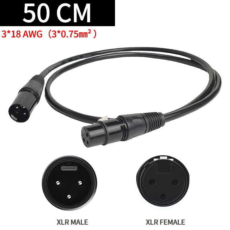 3-Pin XLR Male to Female Microphone Cable, 3×18AWG Balanced DMX Audio Cord for Stage Light, Mixer, Speaker & Amplifier