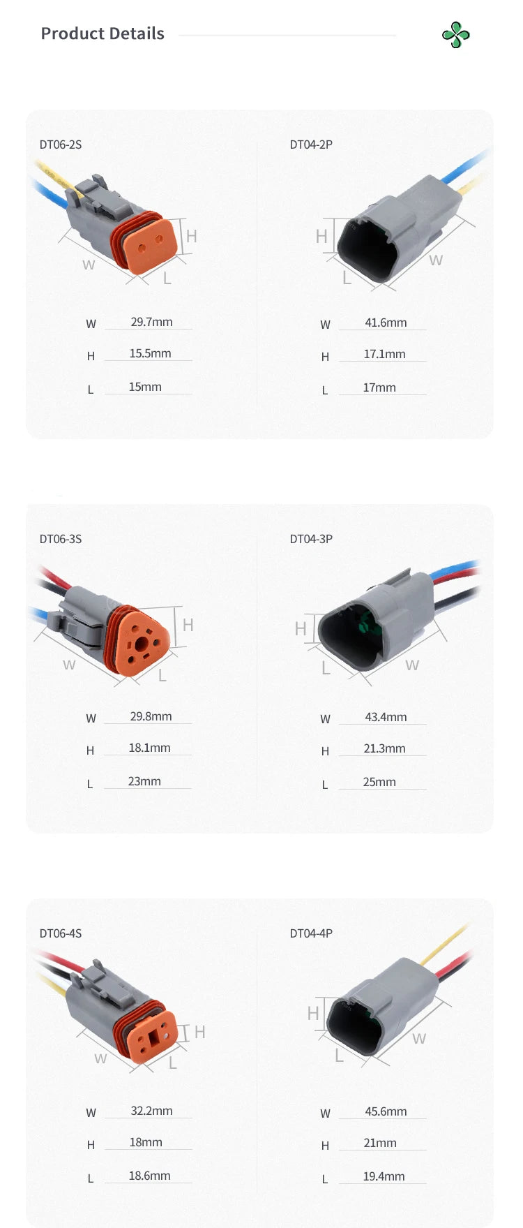 1 Set 2 3 4 6 8 12 Pin Car Deutsch DT Electrical Cable Connectors Male Female Wire Harness Plug DT06-2S DT04-2P