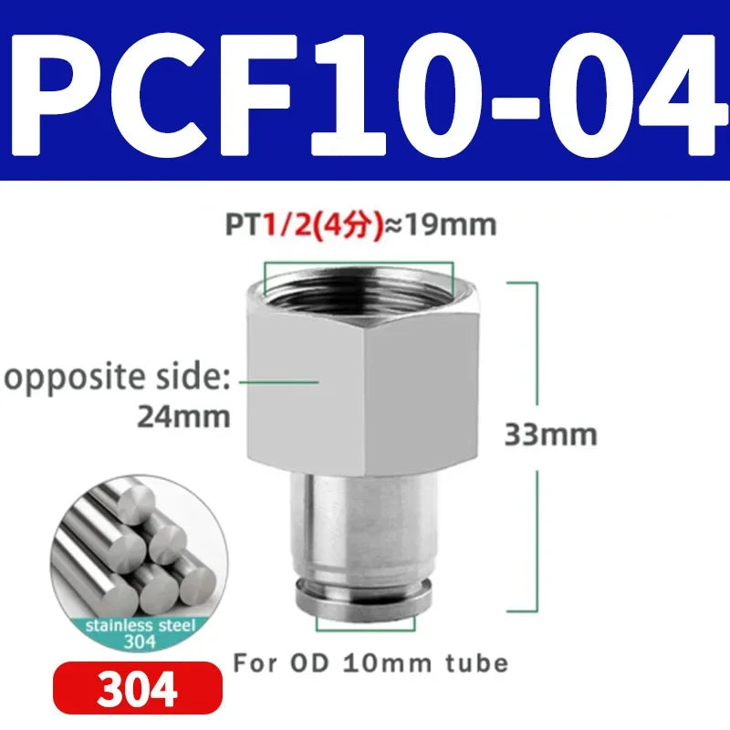 304 Stainless Steel Quick-Connect Air Hose Fittings - BSP 1/8",1/4",3/8",1/2 Pneumatic Pipe Connectors with Corrosion Resistance