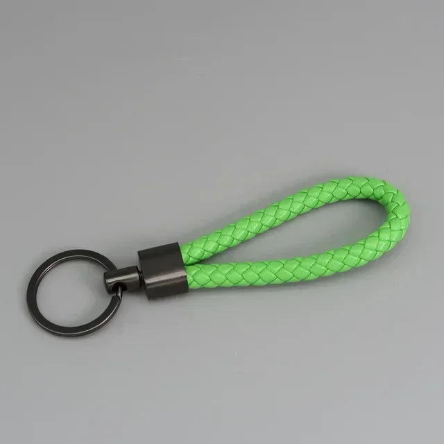 Trend Black Pink Color Braided Rope Car Keychain Fresh Ice Cream Color Key Pendant Sheep Pattern High Ring Leather Rope Amagi