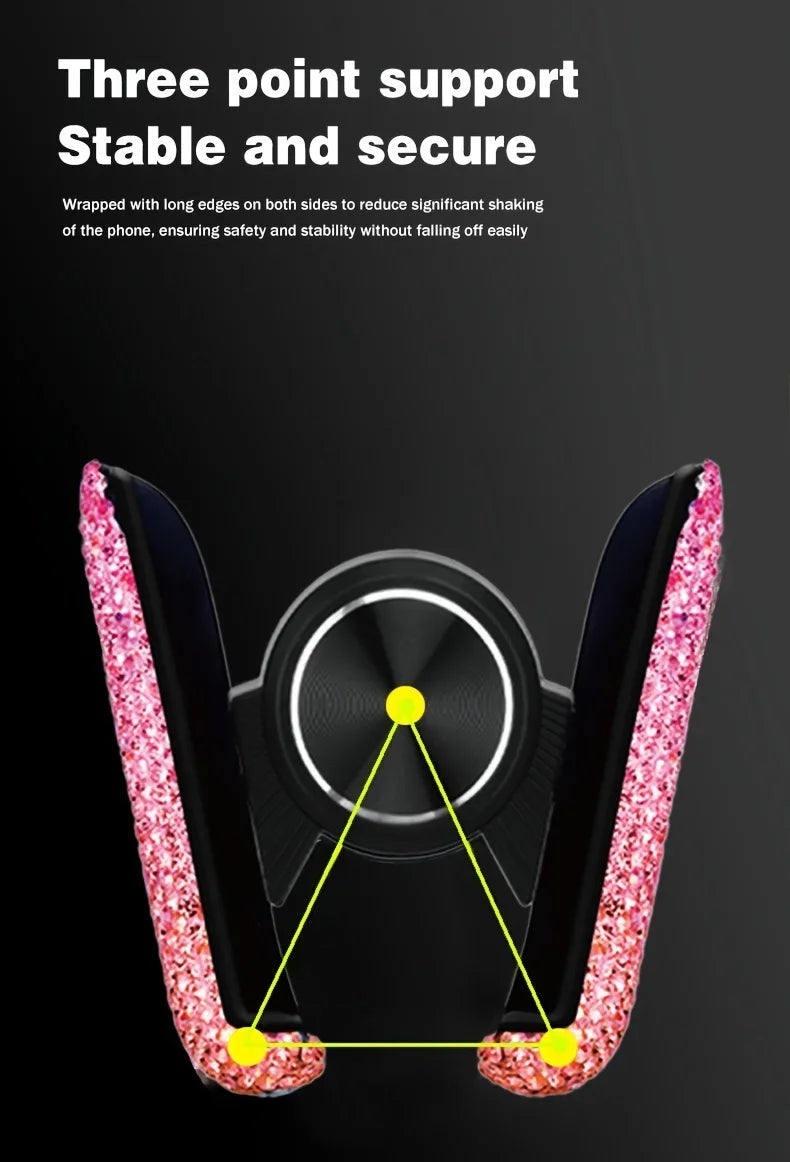 Crystal Car Phone Holder Car Air Vent Mount Clip Mobile Phone Holder Woman Diamond Auto Phone Bracket Interior Accessories Amagi