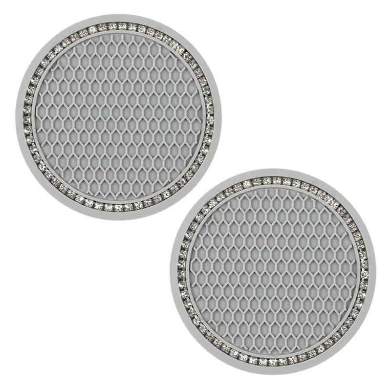 New Bling Rhinestone Cup Holder Drink Pad Interior Decoration Cute Anti-slip Round Durable Mat Coaster Heat Resi Car Accessories