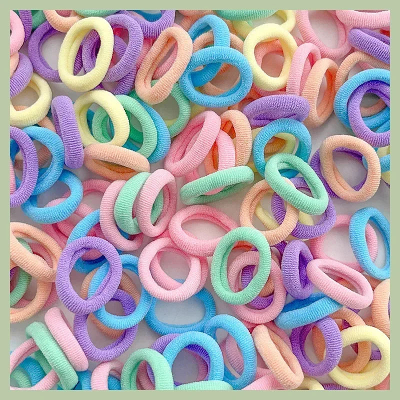 100/300PCS Colorful Basic Nylon Ealstic Hair Ties for Girls Children Ponytail Hold Scrunchie Rubber Band Kids Basic Hair Amagi