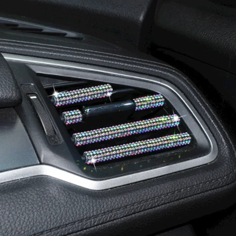 Car Vent Diamond Decorative Strip Fashion Luxury Car Air Conditioning Decoration Stripe Grille Sticker Accessories Amagi