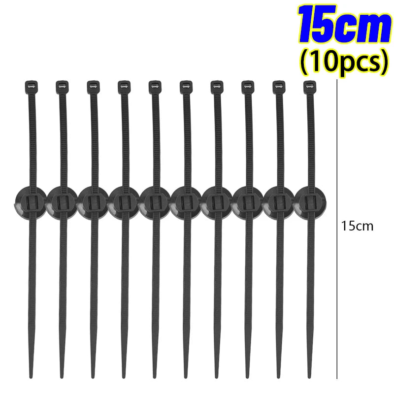 Universal Car Wiring Harness Fastener Clip Push Mount Cable Tie Nylon Zip Tie Auto Wire Loom Fixer Retainer Strap Set 15cm 20cm