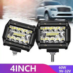 2PCS 60W LED Work Light Bar Spot Flood Led Headlights For Pods Offroad Fog Lamp SUV Car LED Headlights Fog Lamp Accessories