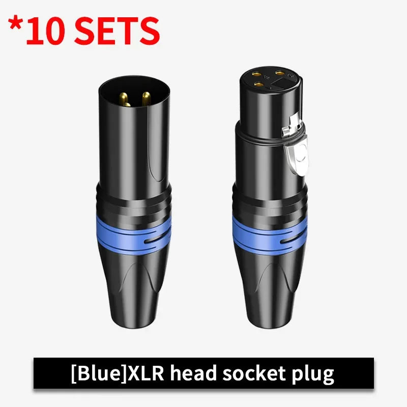 10 Set 3Pin XLR Color Head Pure Copper Pin Male and Female Audio Microphone Connector Canon Welding Plug Socket