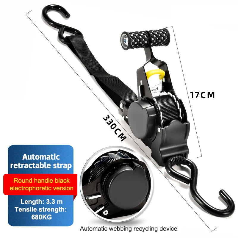 Retractable Auto Ratchet Strap Automatic Shrink Bundle Tape Retractable Belts For Motorcycles Convenience Luggage Straps