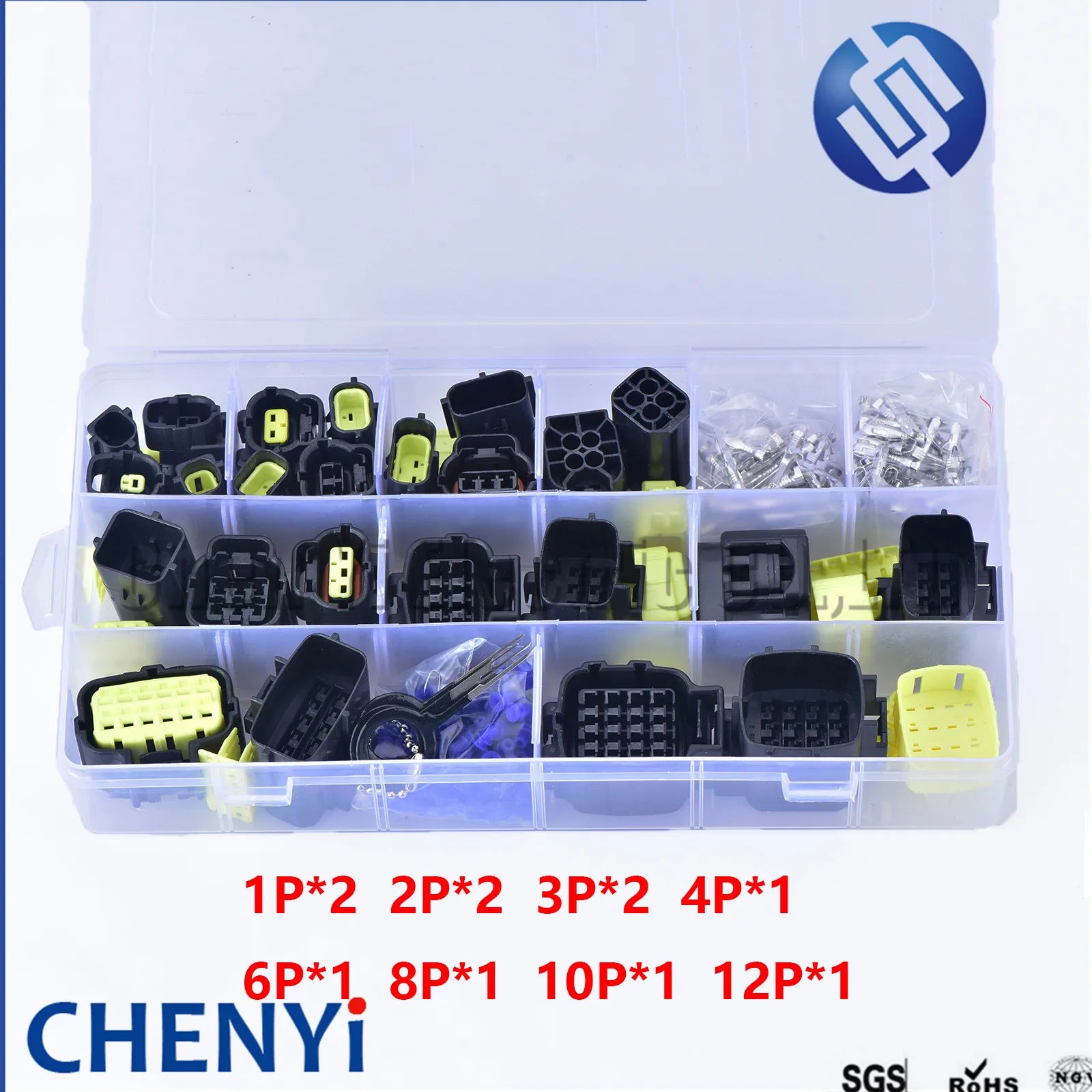 299 Pcs 1.8mm 1-16 Pin Waterproof plug Electrical Wire Connector Sets Kits with Crimp Pins and rubber seals 174661-2