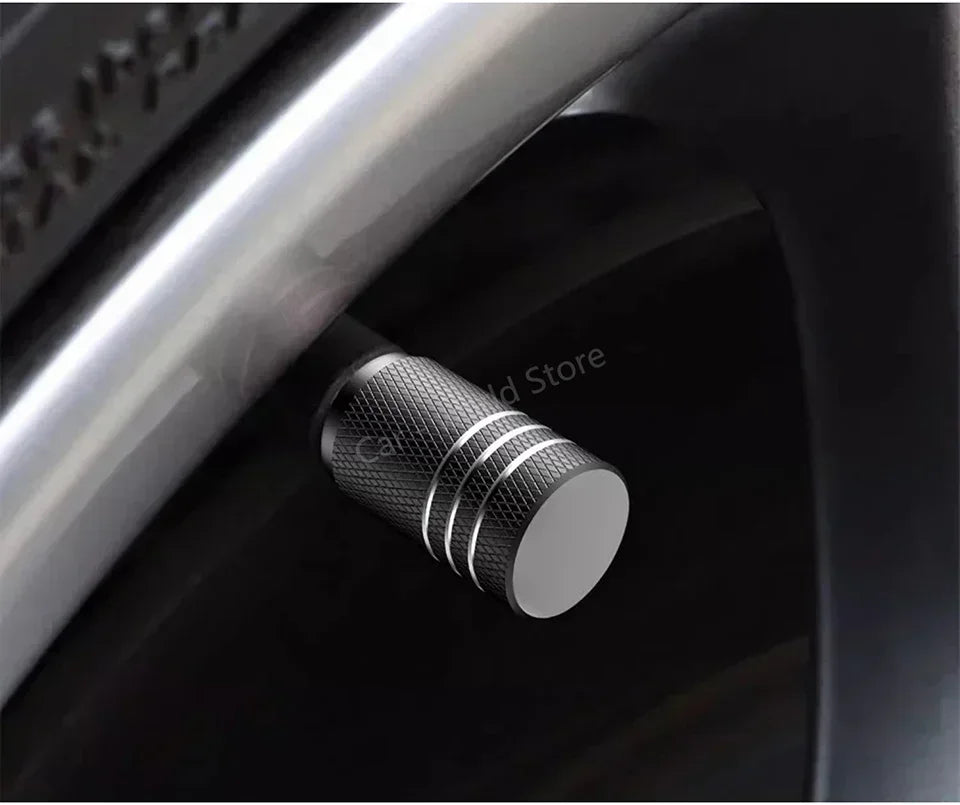 4Pcs Black Silver Car Tire Valve Stems Cap Knurling Style Tire Valve Cap Aluminum Tire Wheel Stem Air Valve Cap for US Schrader