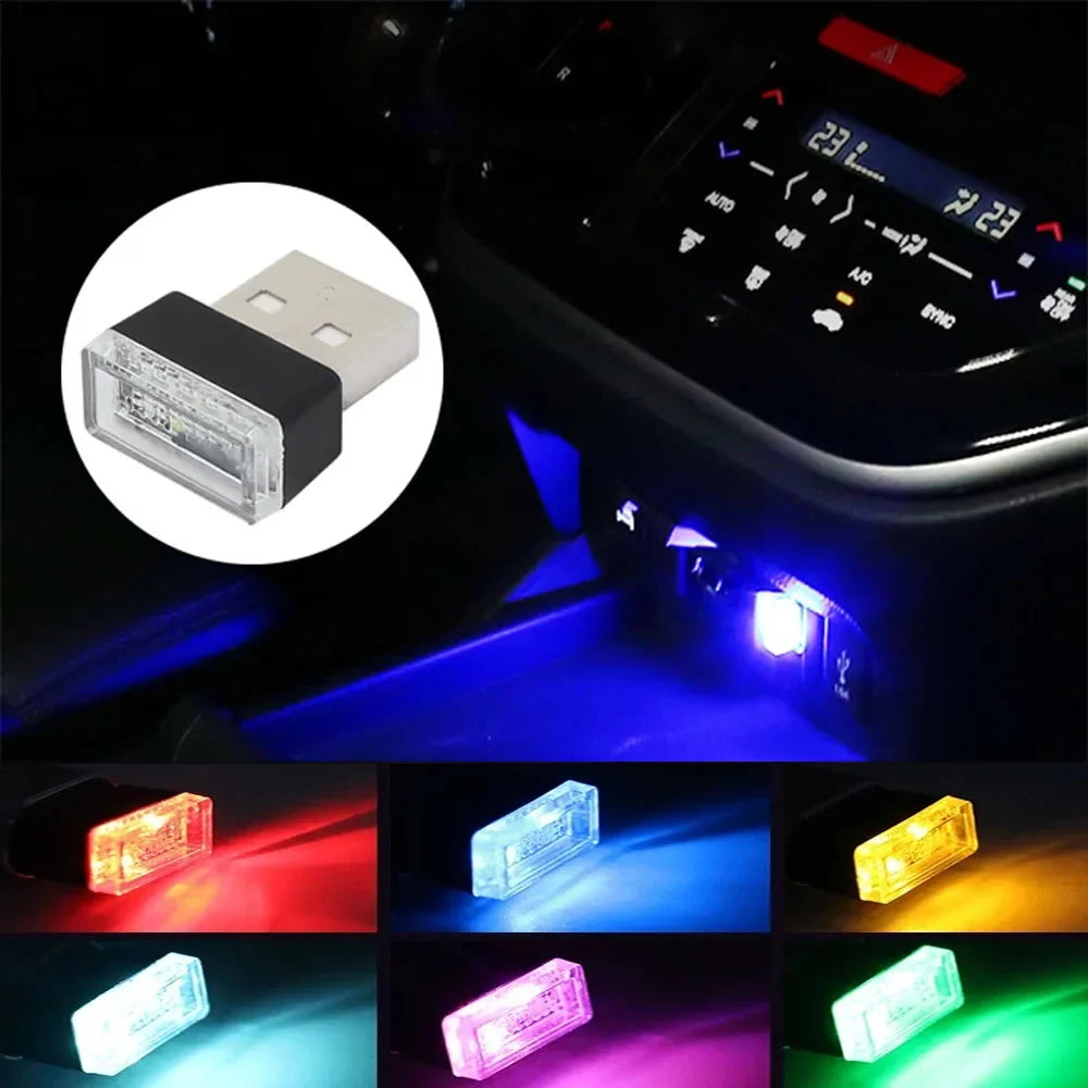 Mini LED Car Light USB Auto Interior Atmosphere Light Neon Ambient Decorative Lamp Auto Interior Decoration Accessories 7 Colors