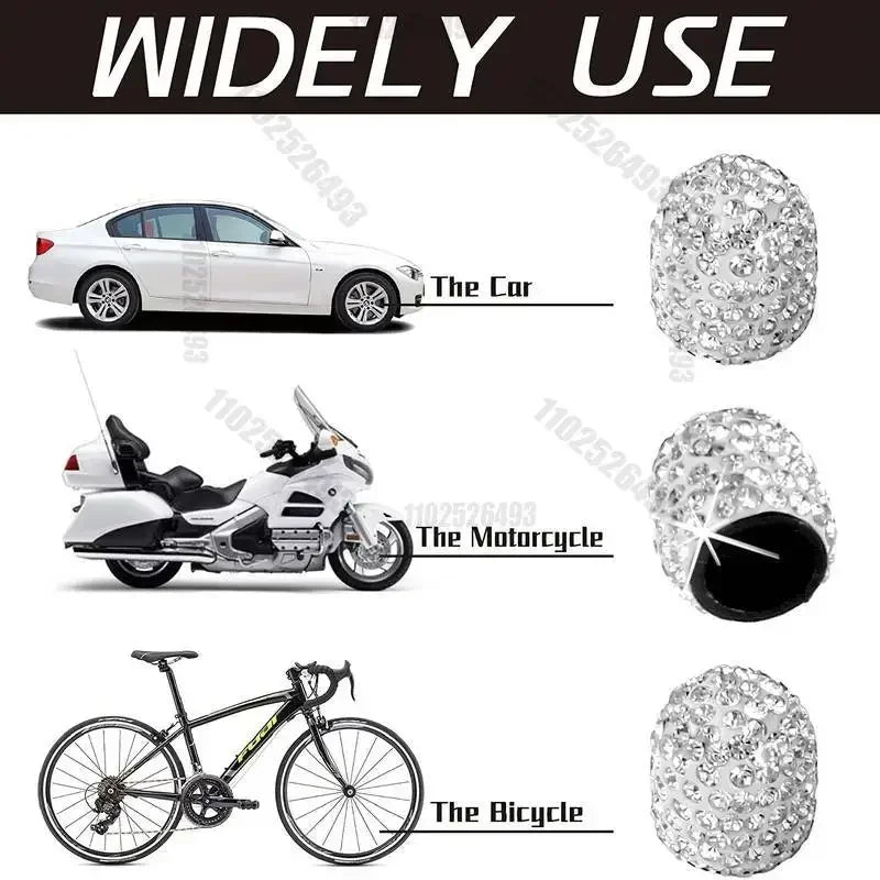 4PCS Bling Diamond Car Wheel Tire Valve Caps Tyre Rim Stem Covers for Automobiles Motorcycles Truck Bike Women Auto Amagi