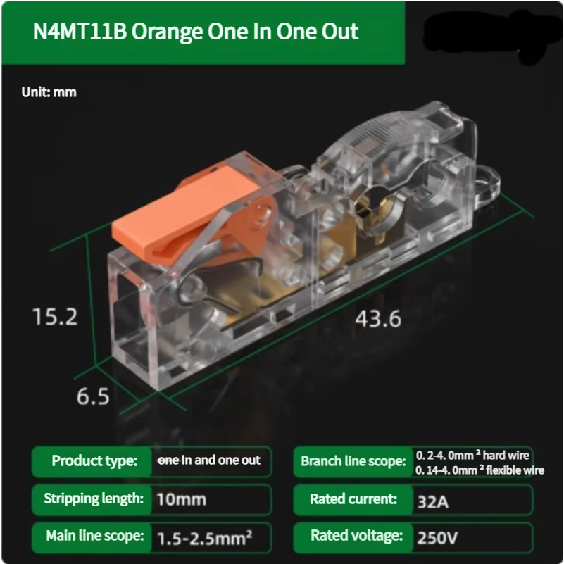 T-Type No-Stripping Quick Wire Connector Terminal Block ,Wire Splitter/Combiner Fast Connector for Household Electrical Wiring