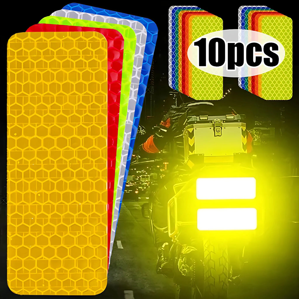 10pcs Car Bumper Reflective Safety Strip Sticker Warning Reflector Tape Auto Car Accessories Exterior Interior Reflector Sticker