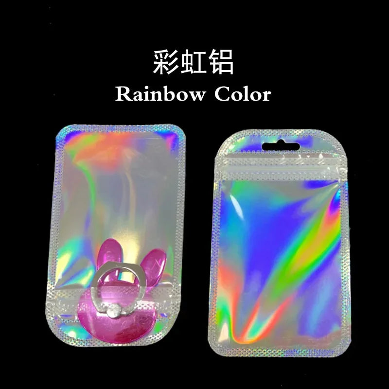 Colorful Laser Ziplock Bag Packaging Bags For Earring Jewelry Display Bags Pouch Gift Packaging Resealable Storage Bag Amagi