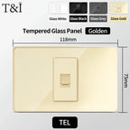 118 Series Glass Panel Wall Switch Socket, US Mexico Standard, USB and Type-C Charging Ports, 1/2/3/4 Gang Options