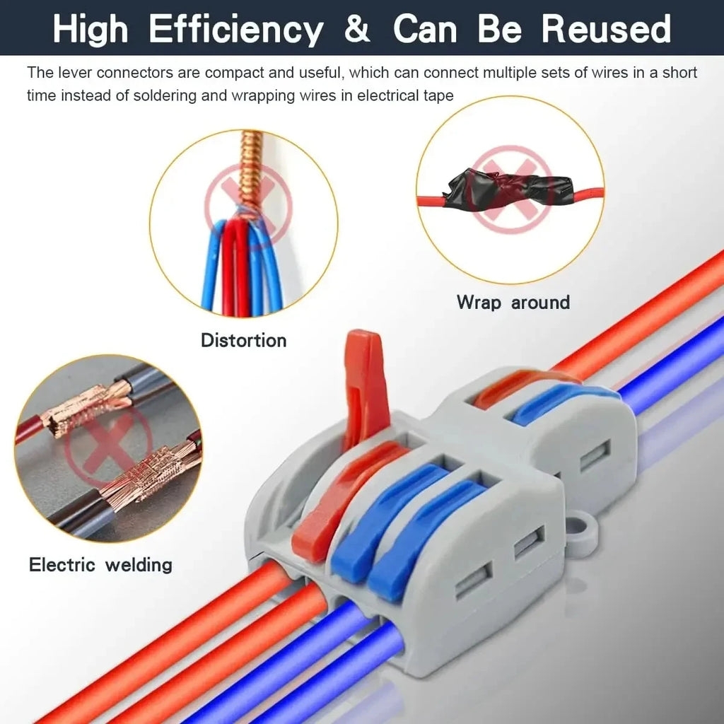 SPL2/3/4/5 Quick Wiring Terminal, PCT Parallel Wire Connector Junction Box, 1‑in 2/3/4/5‑Out Splitter for Lamp/Lighting