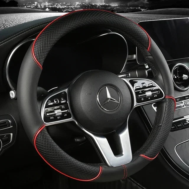 38 Cm/15 Inches Universal Car Faux Leather Steering Wheel Cover Sweat-absorbent And Breathable Handle Interior Upgrade New Amagi