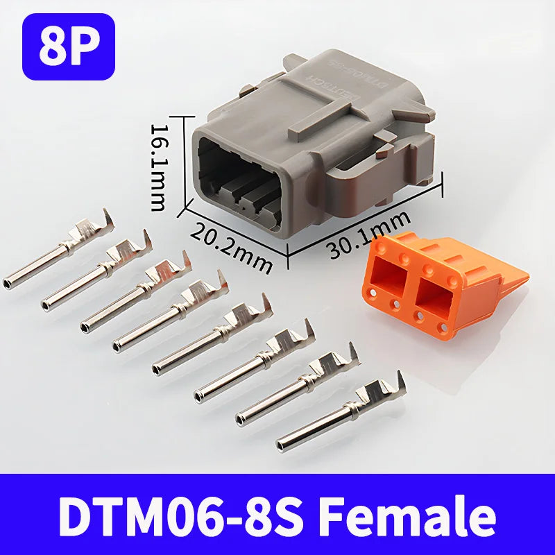 Deutsch DTM Series Sealed Connector Kit (DTM06 & DTM04) 1-10 Boxes - Automotive Waterproof Plug with Terminals & Pins for Truck