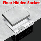 Hidden Floor Socket with USB Charging Ports, 304 Stainless Steel Underground Power Outlet, EU FR BR IL IT Standard, 130×130mm