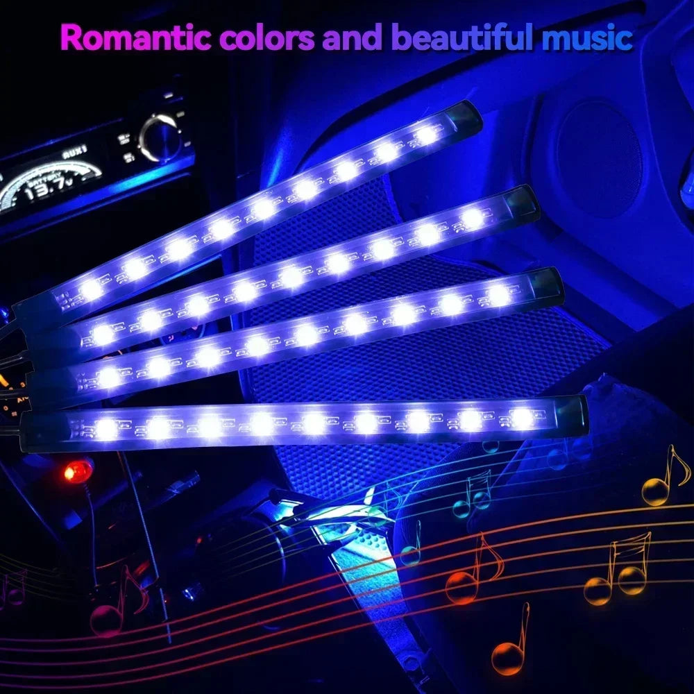 Car RGB LED Strip Light Automotive Interior Foot 36/48 LED APP/Remote/Voice Control Atmosphere Decorative Lamp Ambient Amagi